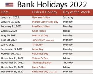 List of Federal Holidays - American Holidays